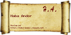 Haba Andor névjegykártya